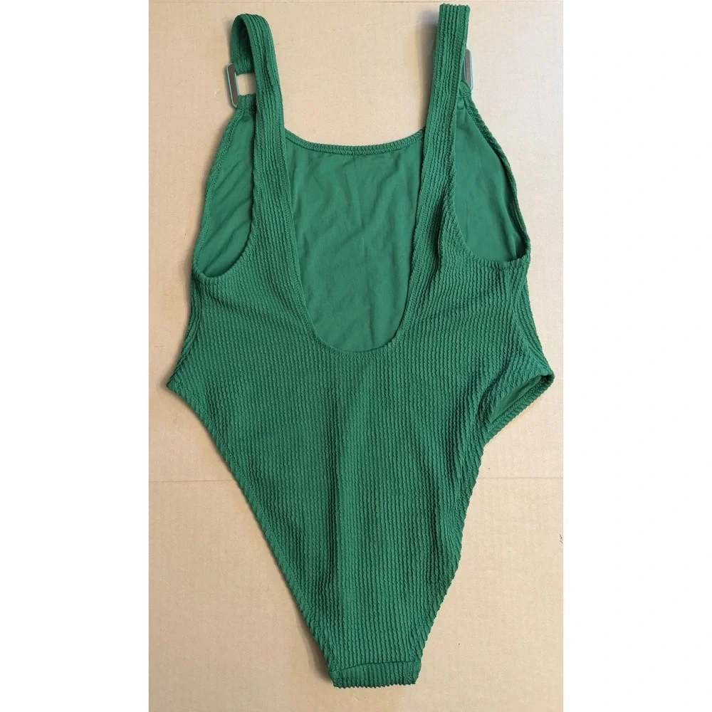 NWT Aerie L Crinkle Birthday Scoop Cheekiest One Piece Jelly Bean Green Swimsuit